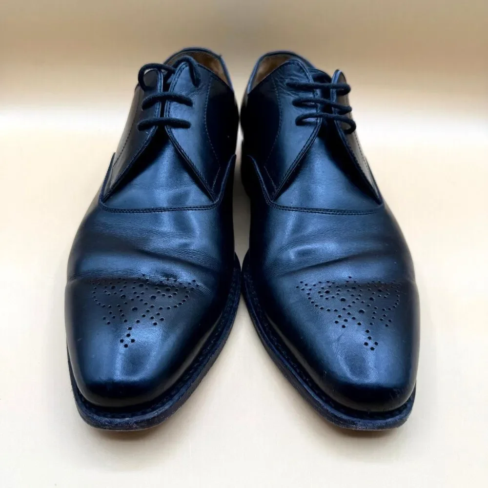 Jalan Sriwijaya Dress Shoes Men's Size 7.5 Black Leather Wingtip Lace-Up‎ Formal